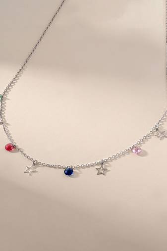 Constellation cz multicolour pendant necklace with celestial stars and sparkle