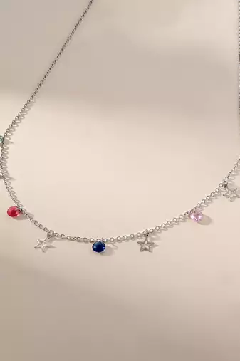 Constellation cz multicolour pendant necklace with celestial stars and sparkle