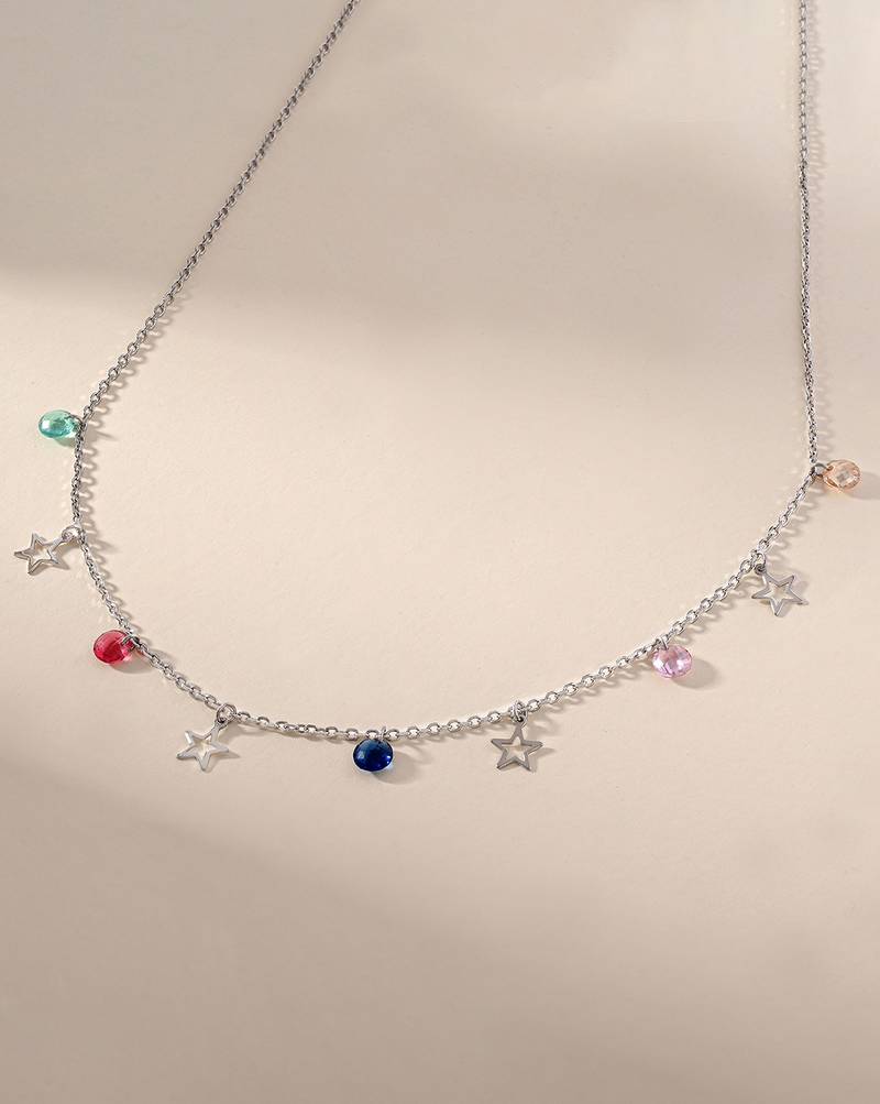 Constellation cz multicolour pendant necklace with celestial stars and sparkle