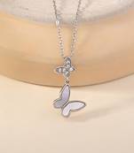 Butterfly double charm silver necklace with symbol of transformation and grace