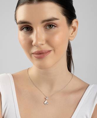 Butterfly double charm silver necklace with symbol of transformation and grace 4