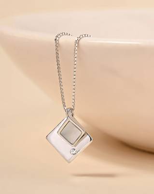 Dual pendant four-shape silver necklace with overlapping design and daily wear appeal 1