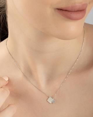 Dual pendant four-shape silver necklace with overlapping design and daily wear appeal 2