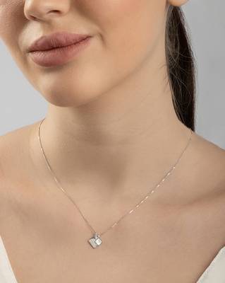 Dual pendant four-shape silver necklace with overlapping design and daily wear appeal 3