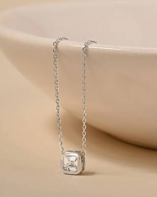 Teardrop cz silver pendant necklace with minimalist frame and everyday elegance 1