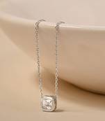 Teardrop cz silver pendant necklace with minimalist frame and everyday elegance