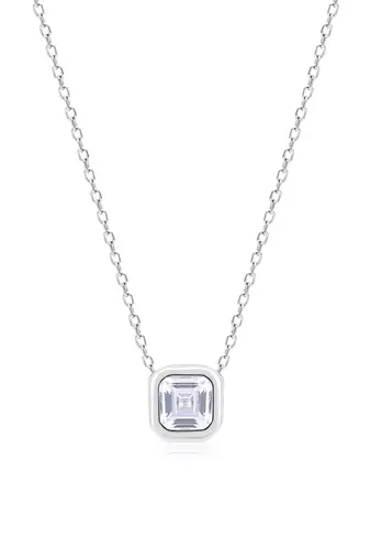 Teardrop cz silver pendant necklace with minimalist frame and everyday elegance