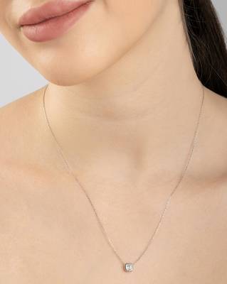 Teardrop cz silver pendant necklace with minimalist frame and everyday elegance 3
