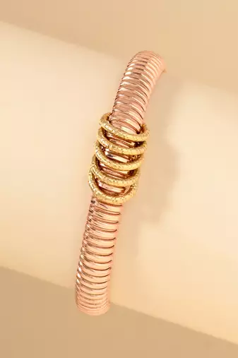 Twisted rose gold charm bracelet