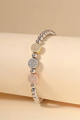 Beaded multicolour cz silver bracelet