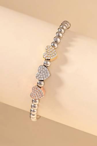 Beaded charm silver bracelet