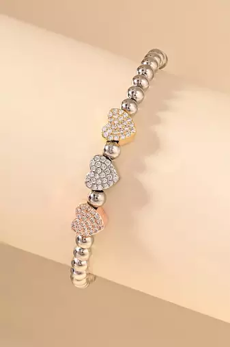Beaded charm silver bracelet