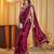 Wine embellished sequinned silk blend saree