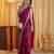 Wine embellished sequinned silk blend saree