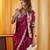 Wine embellished sequinned silk blend saree
