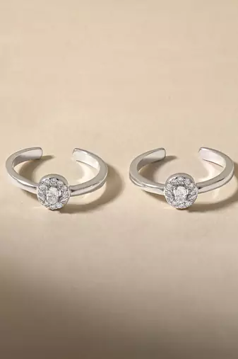 Touch925 centered stone toe rings