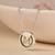 Initial 'm' round pendant silver necklace with cube chain and bold charm