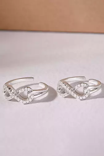 Touch925 stone infinity toe rings