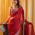 Marroon beads and stones embellished saree