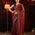 Marron beads and stones embellished woven saree