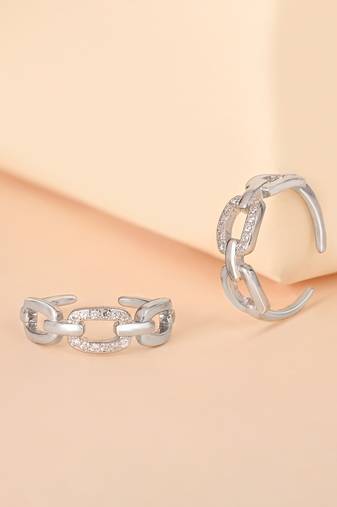 Touch925 stone interlocking toe rings