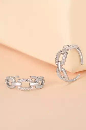 Touch925 stone interlocking toe rings