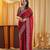 Marroon beads and stones embellished saree