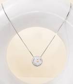Initial 'p' round pendant silver necklace with cube chain and bold charm