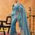 Teal embellished sequinned embroidered organza saree