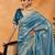 Teal embellished sequinned embroidered organza saree