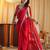 Cherry beads and stones embellished silk blend saree