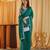 Teal beads and stones embellished silk blend saree