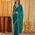 Teal beads and stones embellished silk blend saree