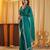 Teal beads and stones embellished silk blend saree