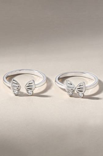 Touch925 sparkle butterfly toe ring