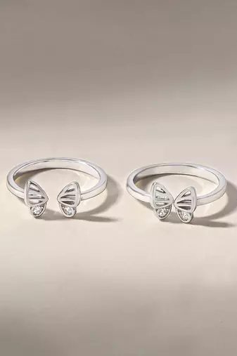 Touch925 sparkle butterfly toe ring