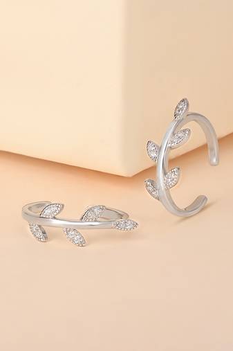 Touch925 leaf charm toe ring