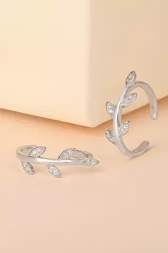 Touch925 leaf charm toe ring