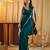 Turquoise blue beads and stones silk blend blend saree