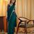 Turquoise blue beads and stones silk blend blend saree