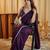 Violet beads and stones silk blend blend saree