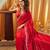Cherry beads and stones embellished silk blend blend saree
