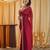 Marron women beads and stones embellished saree
