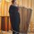 Black beads and stones silk blend blend saree