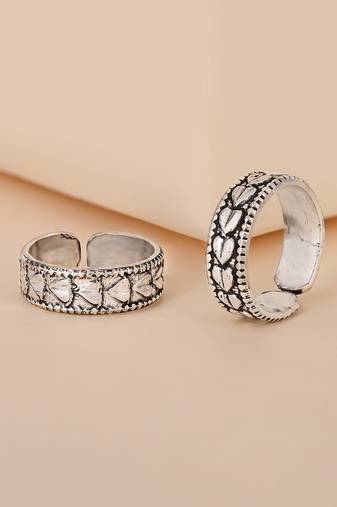 Touch925 oxidized heart shape toe ring