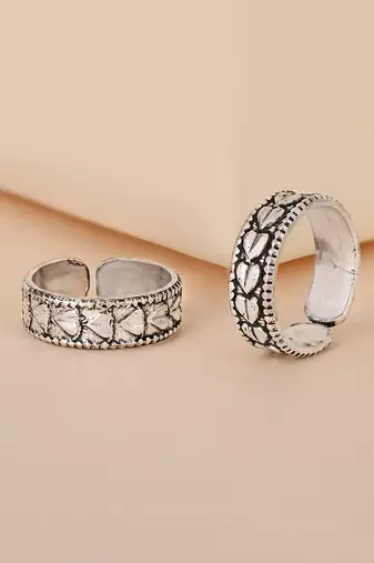 Touch925 oxidized heart shape toe ring