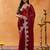 Maroon embroidered sequinned  saree
