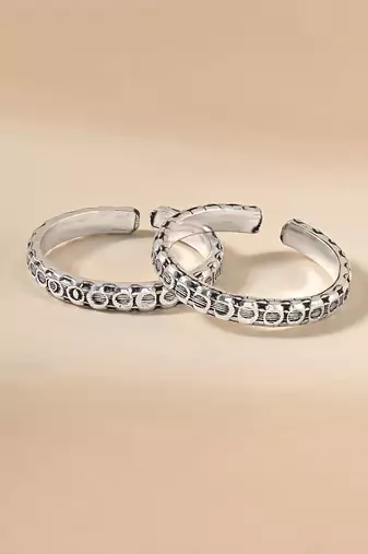 Touch925 circular harmony oxidized toe ring