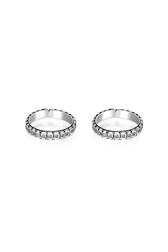 Touch925 circular harmony oxidized toe ring