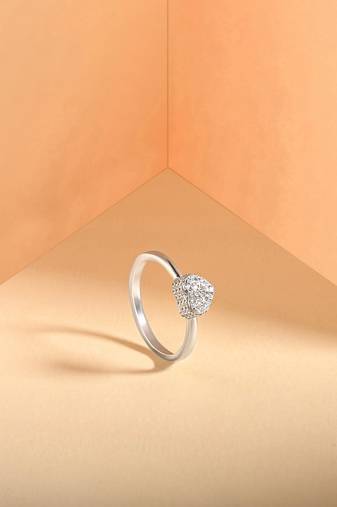 Touch925 silver heart-shaped stone ring in 925 silver for women